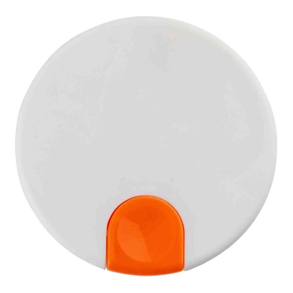 Tablecraft 12669 White Plastic Lid with Orange / Decaf Thumb Press for 34 oz. Coffee Carafe