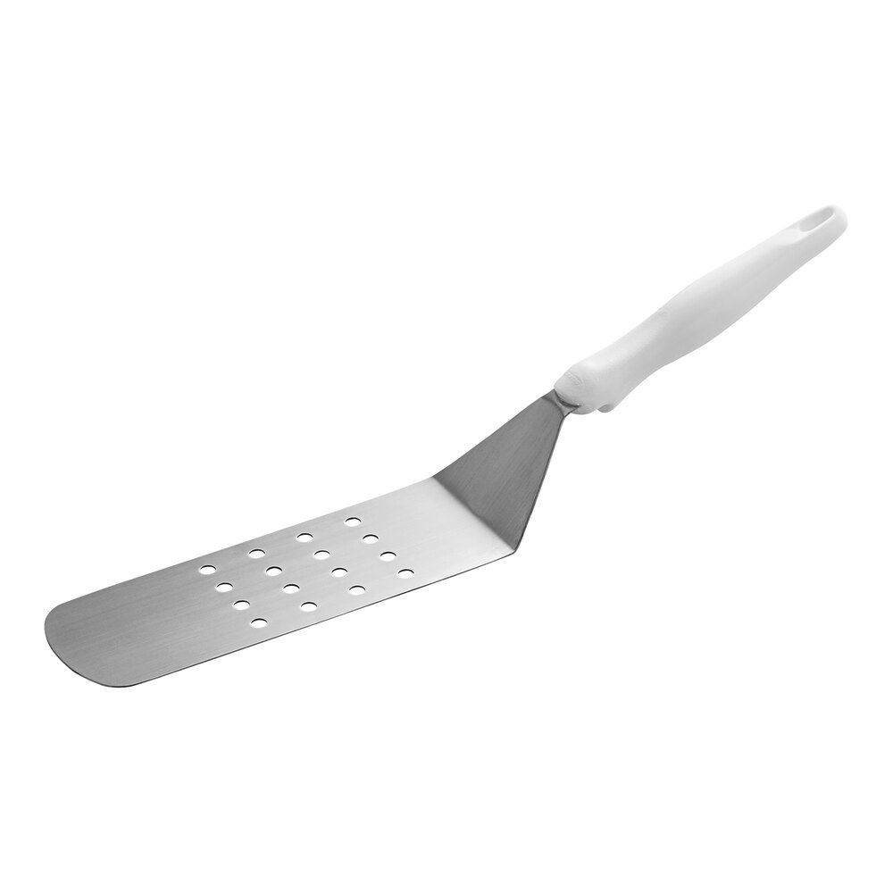 Vollrath 4808915 Jacob's Pride® Ergo Grip 8" x 3" Perforated Stainless Steel High Heat Turner with White Nylon Handle