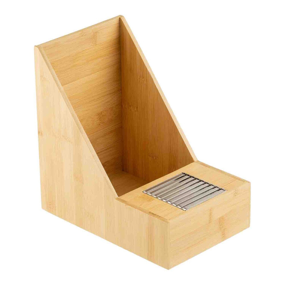 Tablecraft 10 7/8" x 7" x 10 3/4" 1 Compartment Bamboo Airpot Rack with Drip Tray 12643