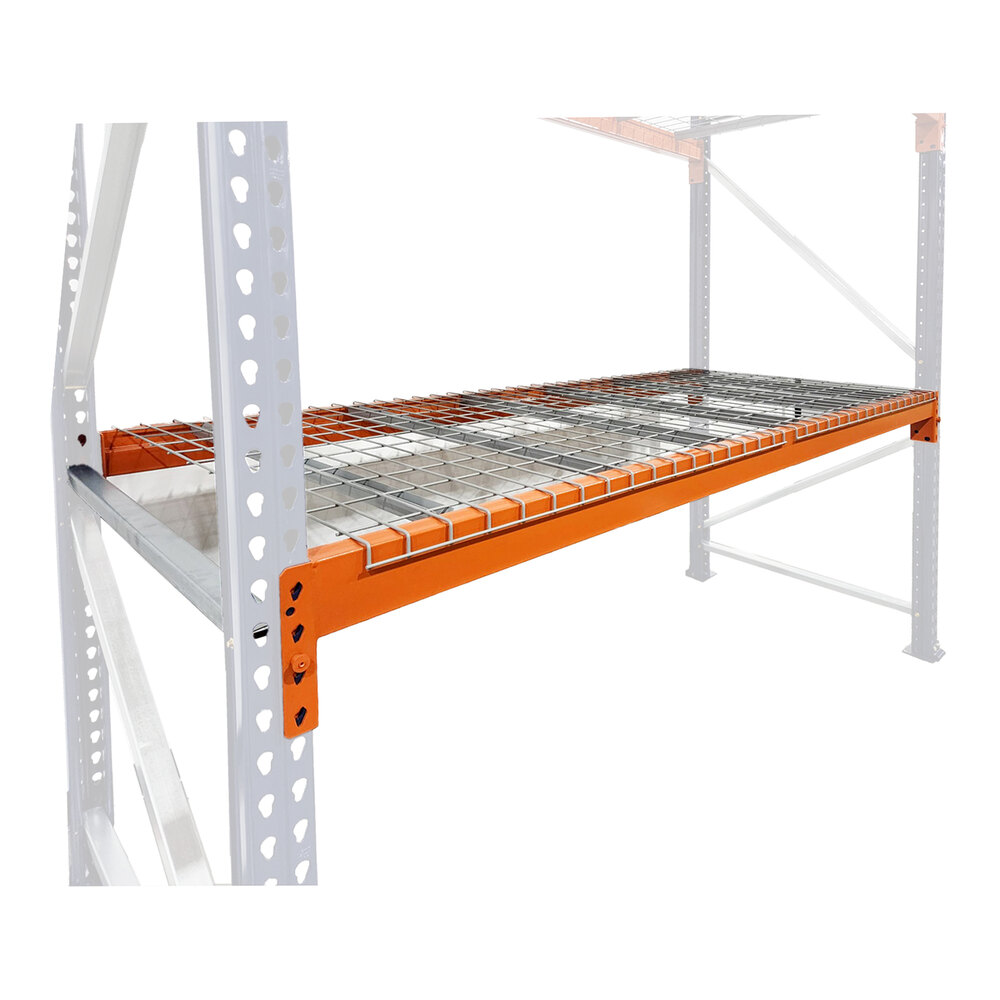 Interlake Mecalux 48" x 42" Orange Heavy-Duty Bolted Teardrop Pallet Rack Add-On Level with Wire Deck 4227E48W - 2,700 lb. Individual Shelf Capacity