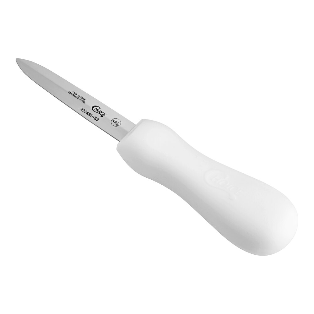 Choice 3" Boston Style Oyster Knife with White Hourglass Handle
