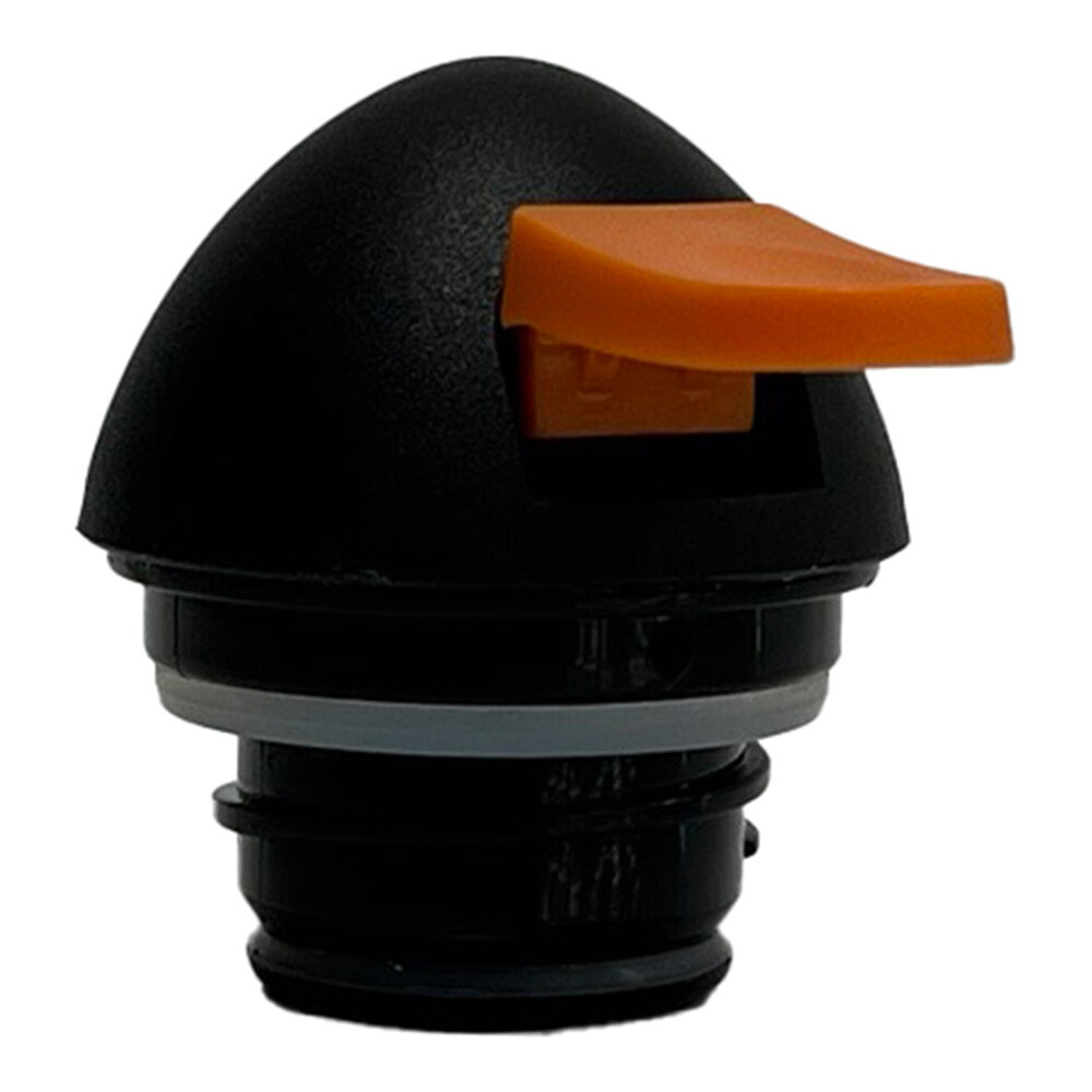 Tablecraft 12798 Black ABS Plastic Lid with Orange / Decaf Thumb Press for Coffee Carafes