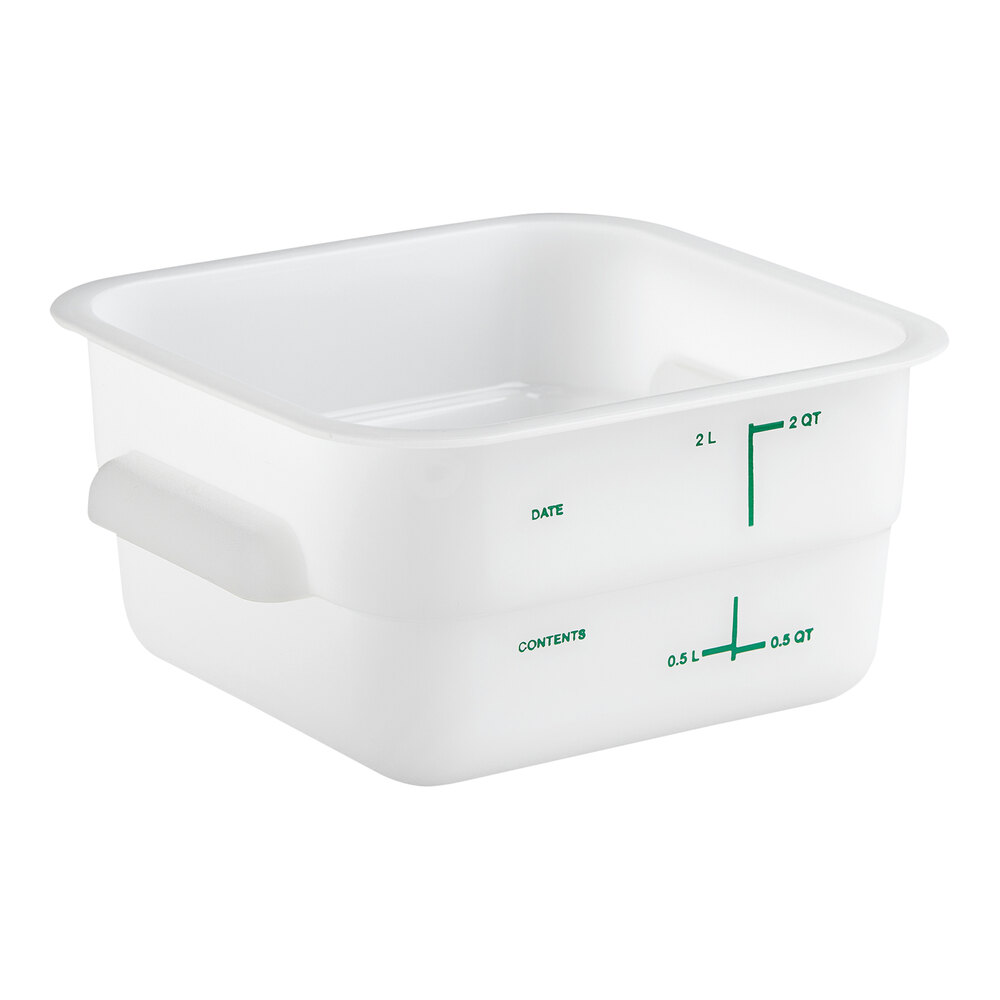 Carlisle 2 Qt. White Square Polyethylene Food Storage Container