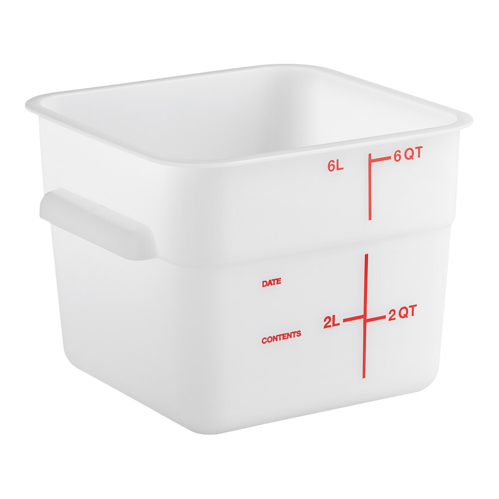 Carlisle 6 Qt. White Square Polyethylene Food Storage Container