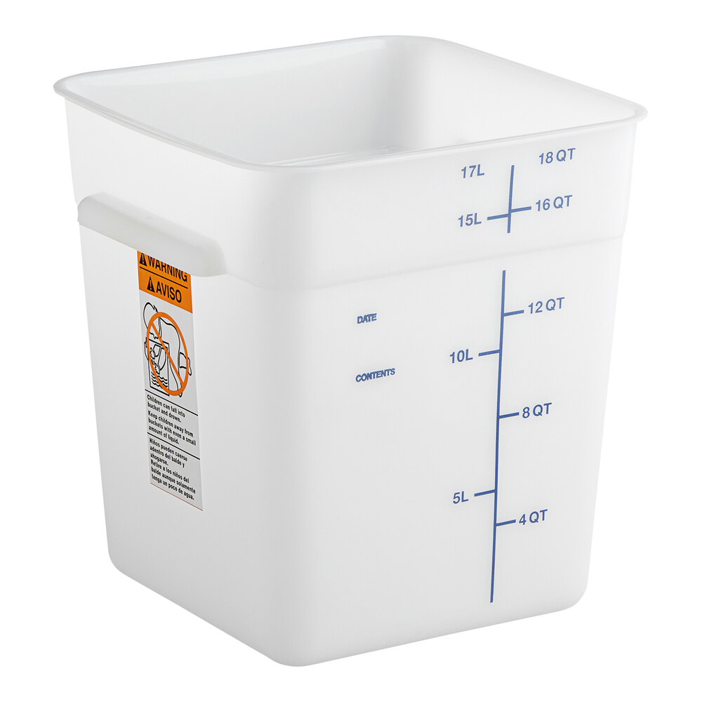 Carlisle 18 Qt. White Square Polyethylene Food Storage Container