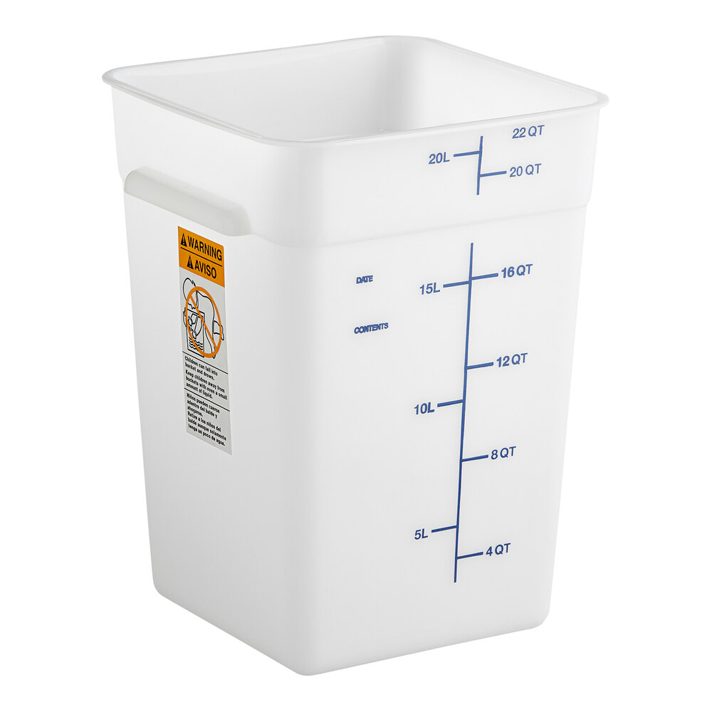 Carlisle 22 Qt. White Square Polyethylene Food Storage Container