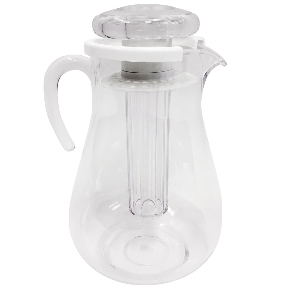 Cal-Mil 3 Qt. Clear Acrylic Pitcher with Ice / Infusion Chamber JC102 - 3/Case
