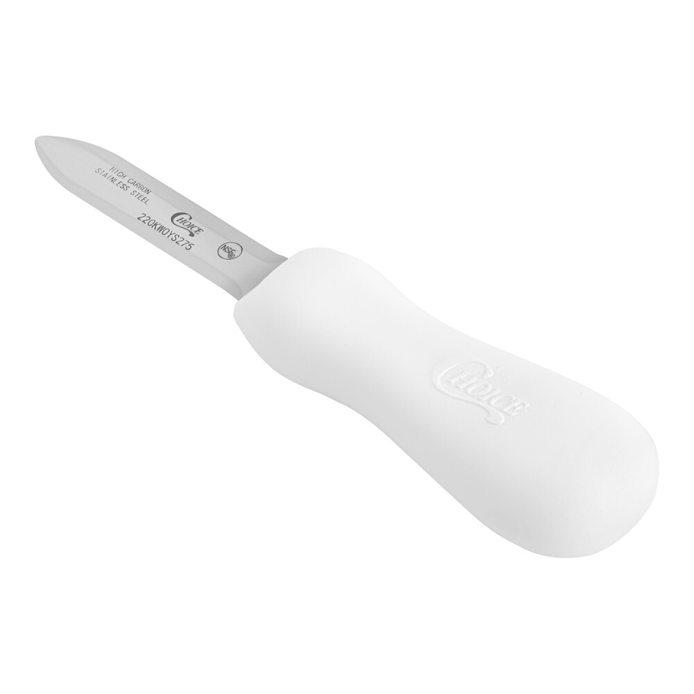 Choice 2 3/4" Providence Style Oyster Knife with White Handle