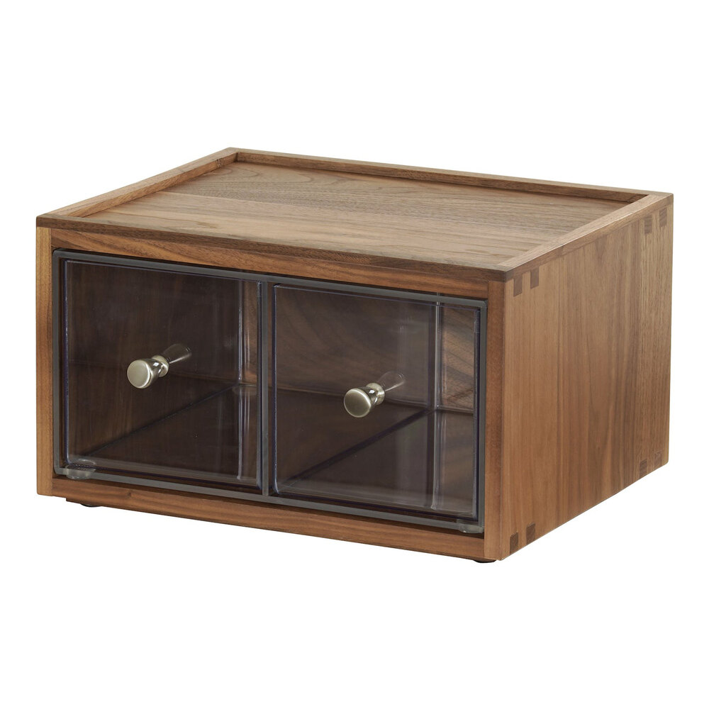 Cal-Mil Sydney 13 5/8" x 13" x 7 1/8" 2-Drawer Walnut Bread Display Case 23150-2-78