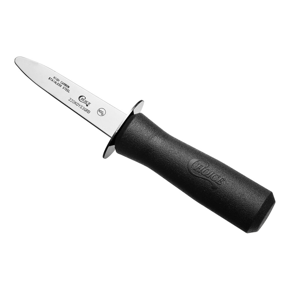 Choice 3" Boston Style Oyster Knife with Guard and Black Handle