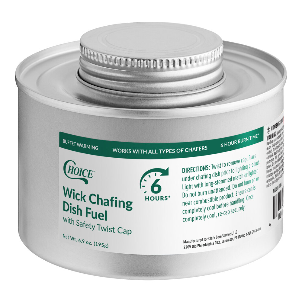 Choice 6 Hour Wick Chafing Dish Fuel with Safety Twist Cap - 12/Pack
