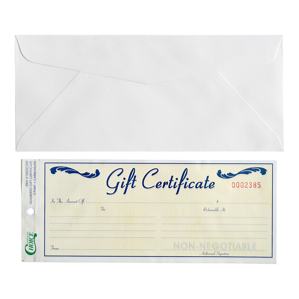 Choice Gift Certificate with Envelope - 25/Pack