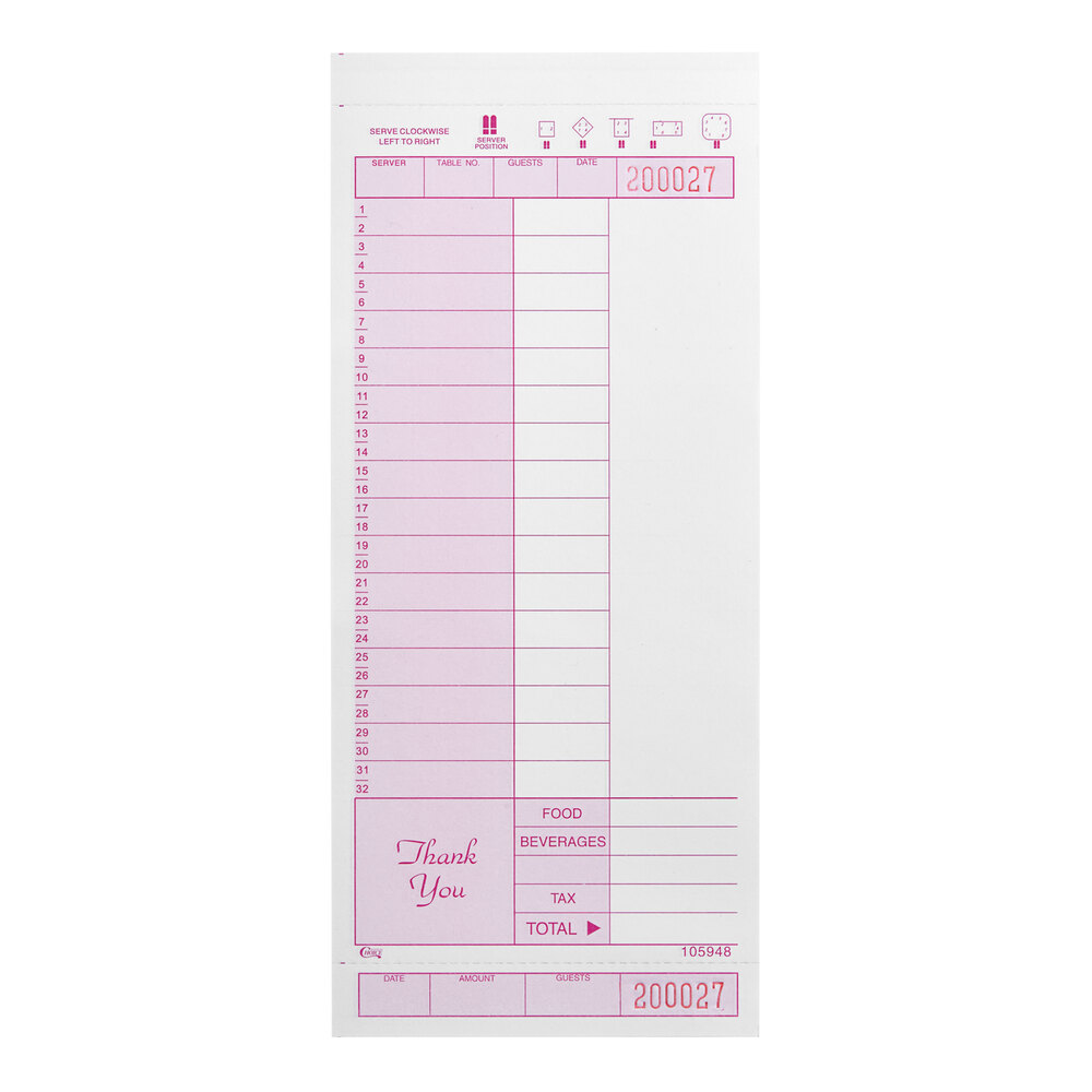 Choice 2 Part Purple and White Carbonless Guest Check  - 2,500/Case