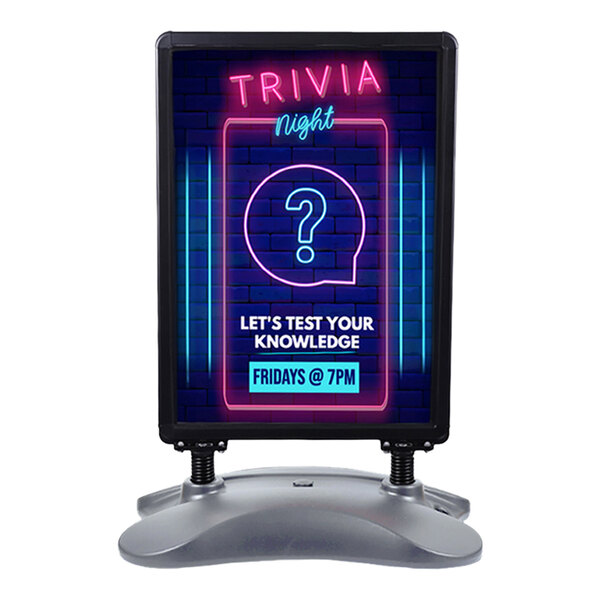 United Visual Products 24" x 36" Black Double-Sided Aluminum Sign with Snap Frame and Plastic Base UVPWB2436-BLACK