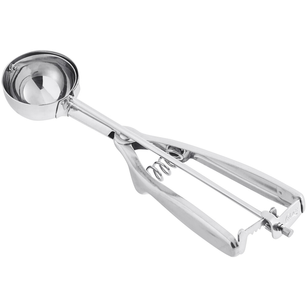 Choice #30 Round Stainless Steel Squeeze Handle Disher - 1.25 oz.