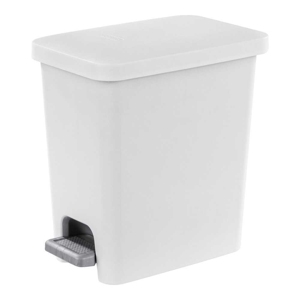 Sterilite 10618002 2.7 Gallon White Rectangular Step-On Wastebasket - 2/Case