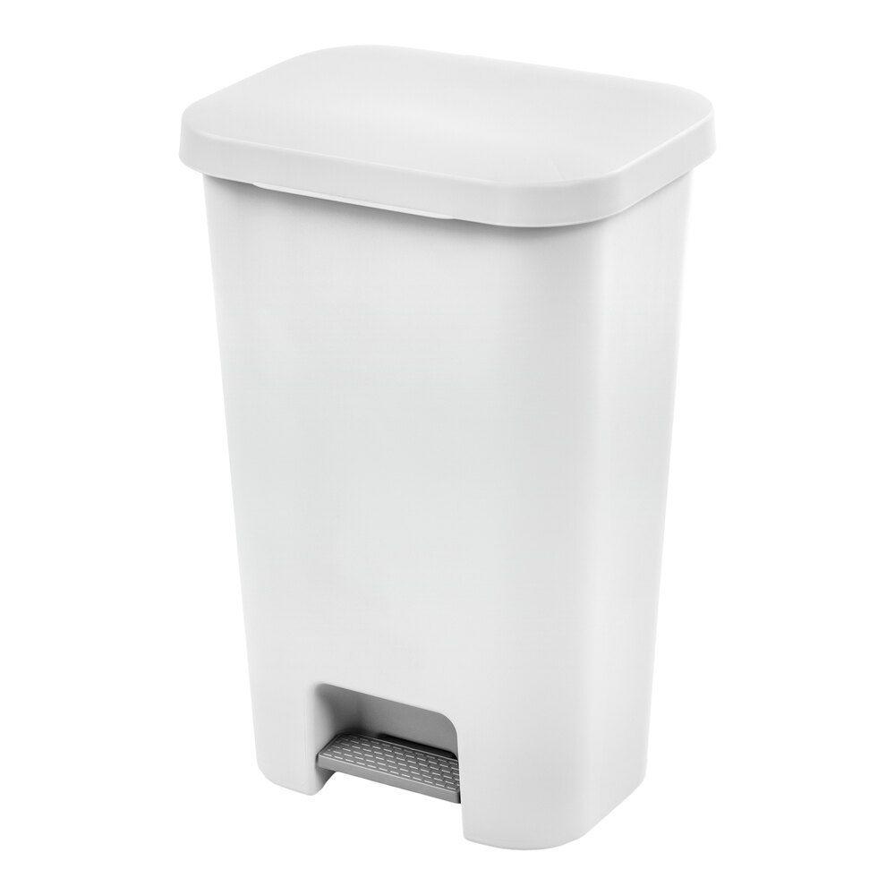 Sterilite 10698004 11.9 Gallon White Rectangular Step-On Wastebasket - 4/Case
