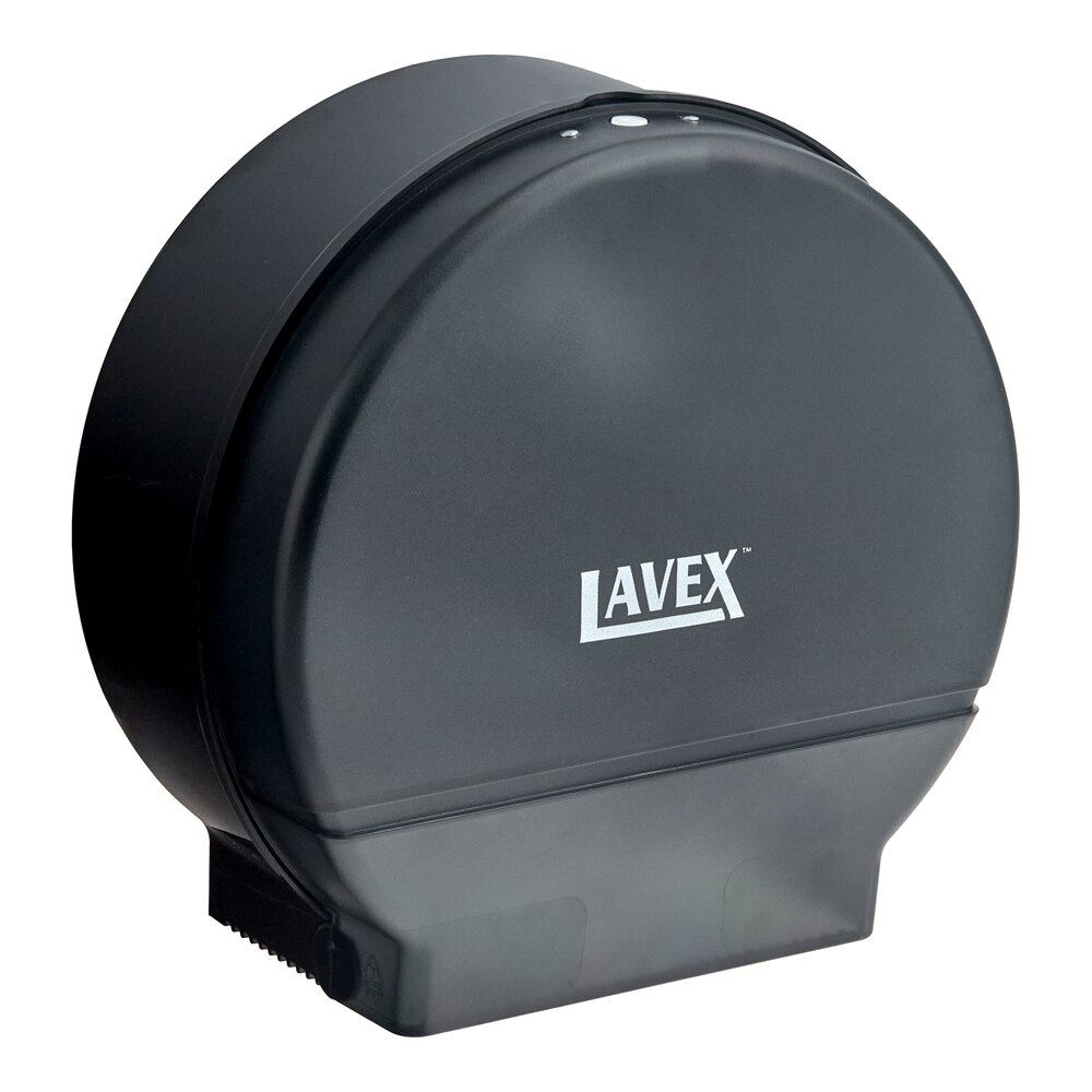 Lavex Translucent Black Plastic 9" Single Roll Jumbo Toilet Tissue Dispenser