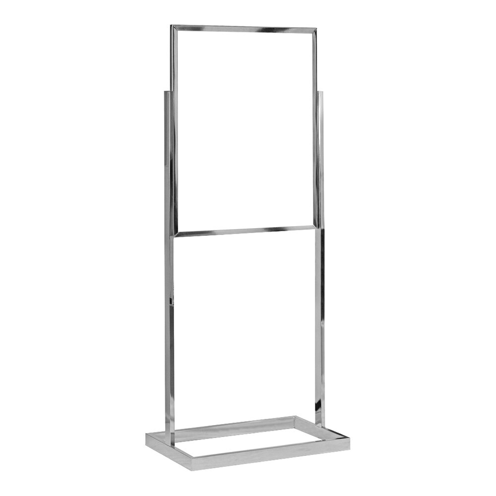 United Visual Products 14" x 22" Chrome Rectangular Tube Stand Pedestal Sign