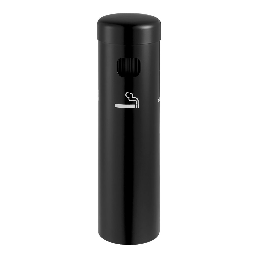 Lavex 12 3/4" Black Wall Mounted Cigarette Receptacle