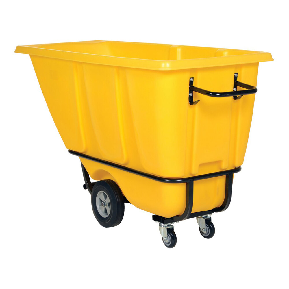 Vestil TDT-50-HD-YELLOW 0.5 Cu. Yd. Yellow Heavy-Duty Bulk Tilt Truck - 1,400 lb. Capacity