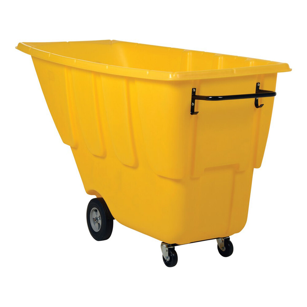 Vestil TDT-100-LD-YELLOW 1 Cu. Yd. Yellow Light-Duty Bulk Tilt Truck - 850 lb. Capacity