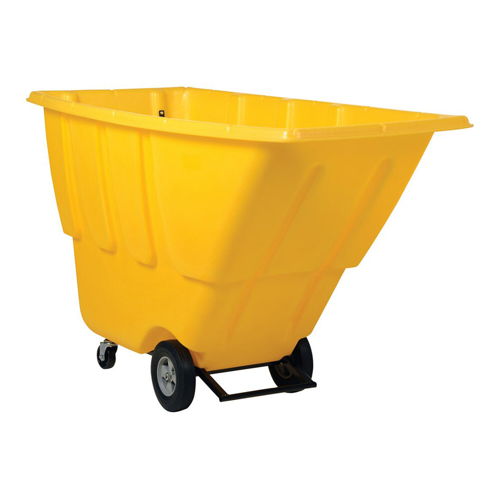 Vestil TDT-100-MD-YELLOW 1 Cu. Yd. Yellow Medium-Duty Bulk Tilt Truck - 1,250 lb. Capacity