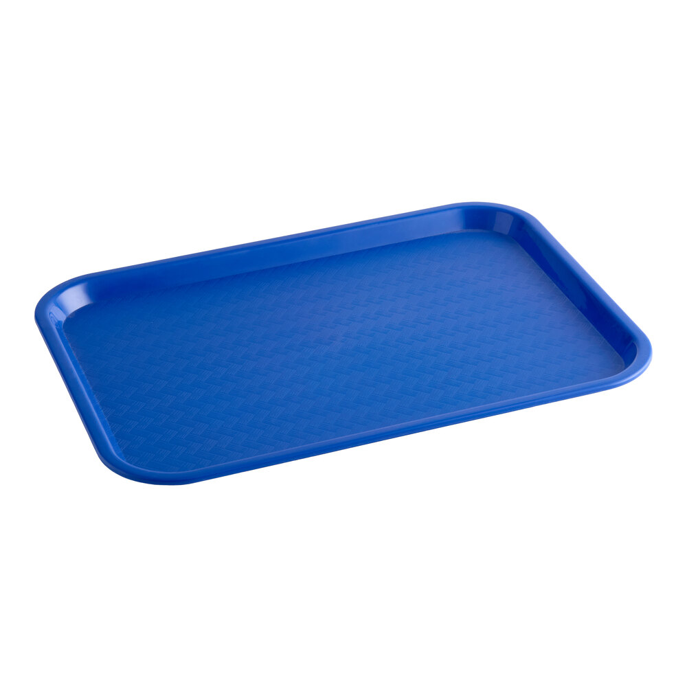 Choice 12" x 16" Blue Plastic Fast Food Tray - 12/Pack