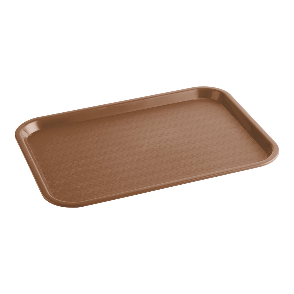 Choice 12" x 16" Brown Plastic Fast Food Tray - 12/Pack