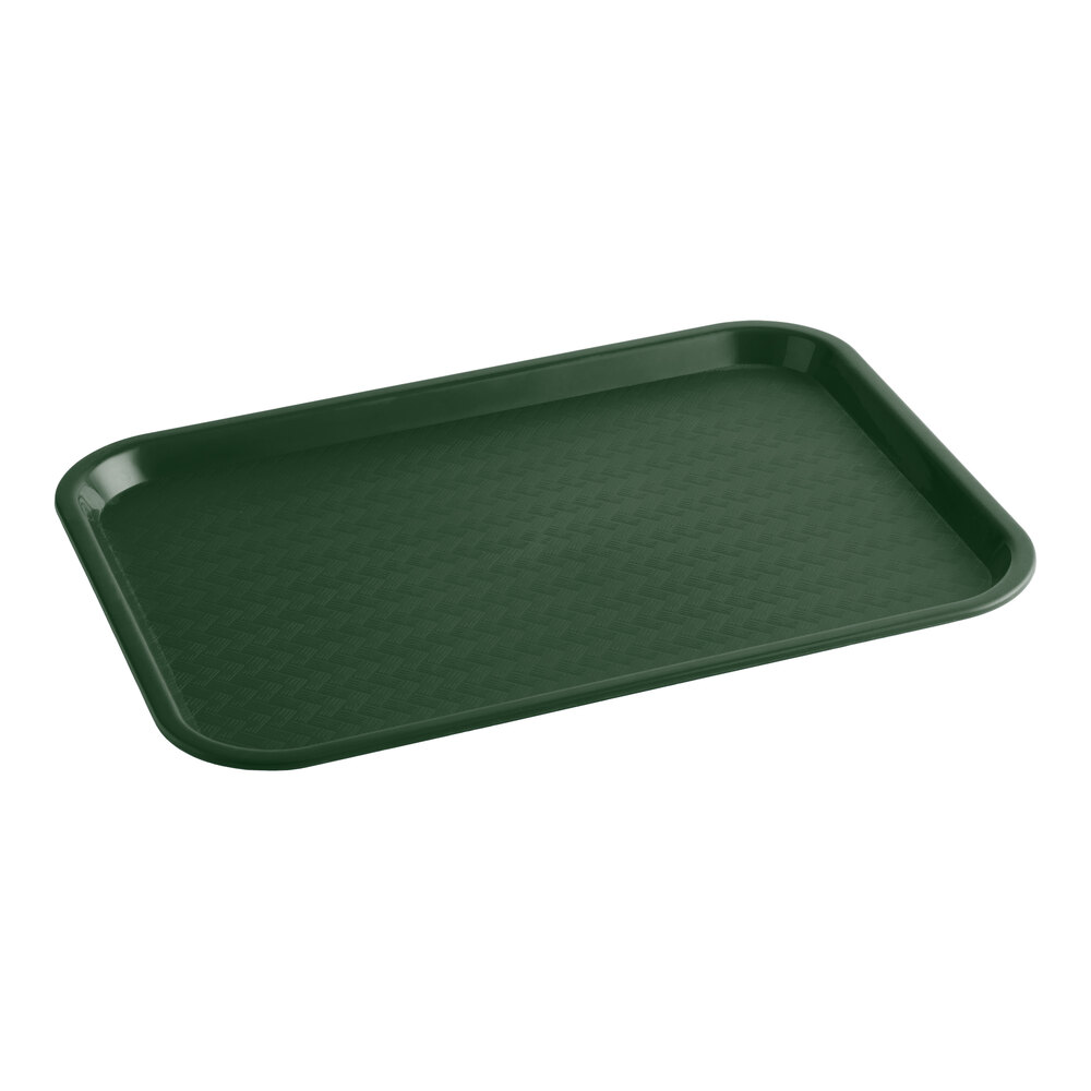 Choice 12" x 16" Forest Green Plastic Fast Food Tray - 12/Pack