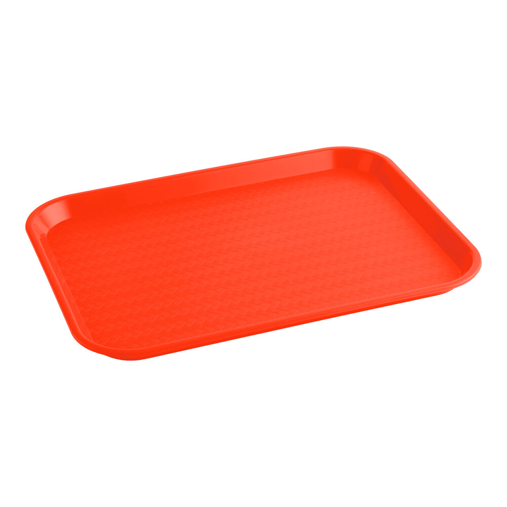 Choice 14" x 18" Orange Plastic Fast Food Tray - 12/Pack
