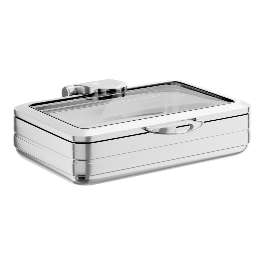 Acopa Manchester 8 Qt. Full Size Stainless Steel Induction Chafer with Glass Top and Soft Close Lid