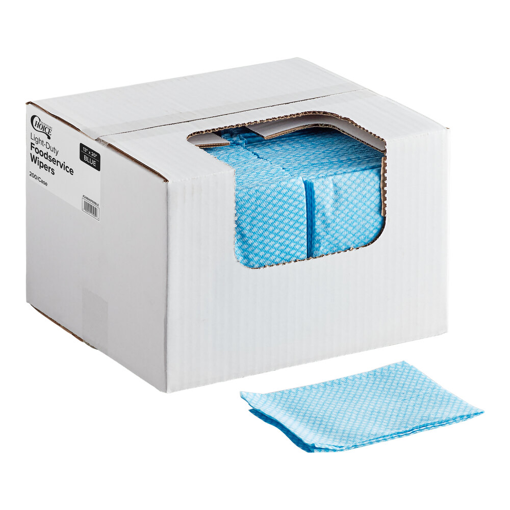Choice 13" x 20" Blue Standard Duty Foodservice Wiper - 200/Case