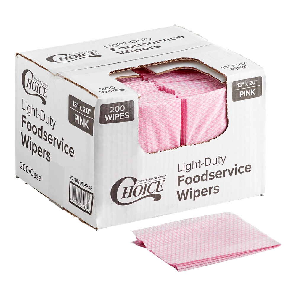 Choice 13" x 20" Pink Standard Duty Foodservice Wiper - 200/Case