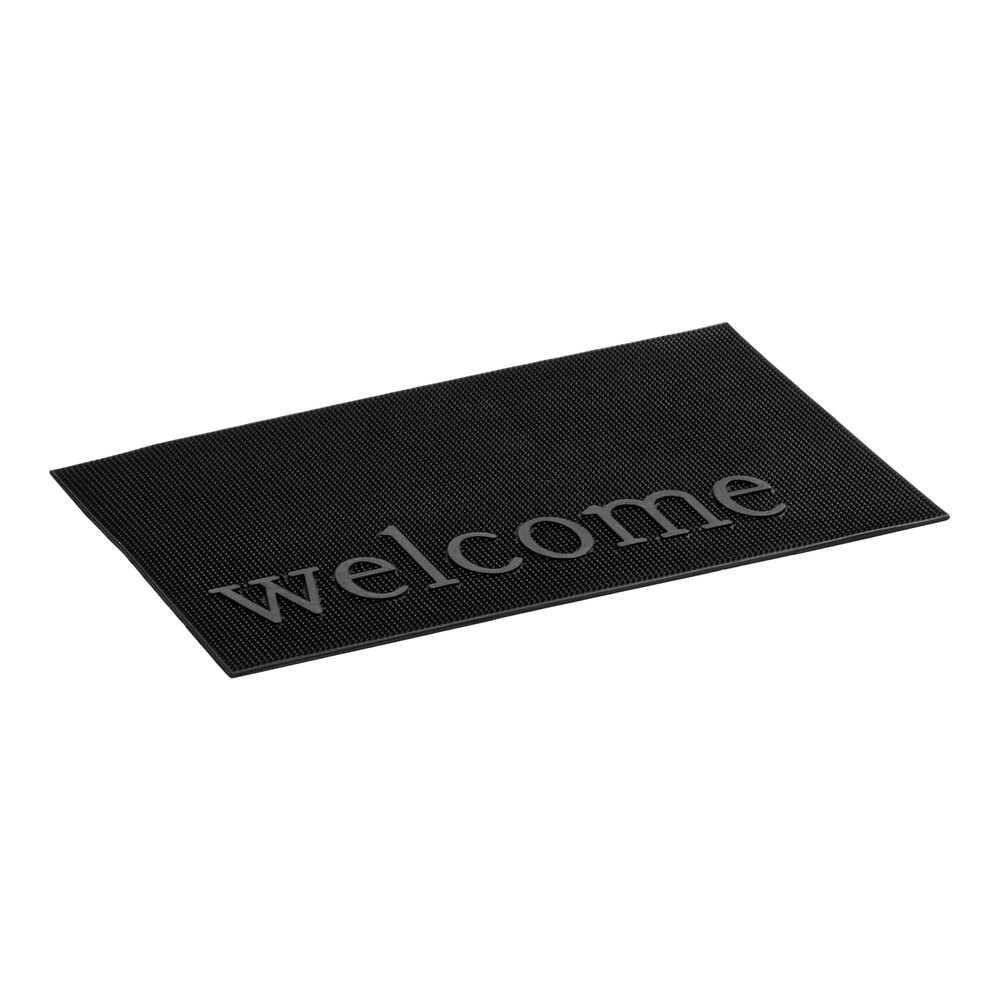 Lavex 1 1/2' x 2 1/2' "Welcome" Rubber Scraper / Entrance Mat - 3/8" Thick