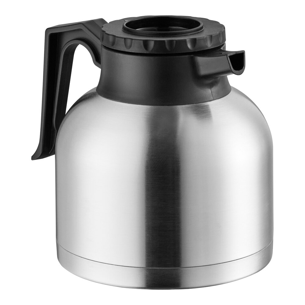 Choice 64 oz. Insulated Thermal Coffee Carafe / Server with Regular and Decaf Brew Thru Lids - 7" x 6 3/8"