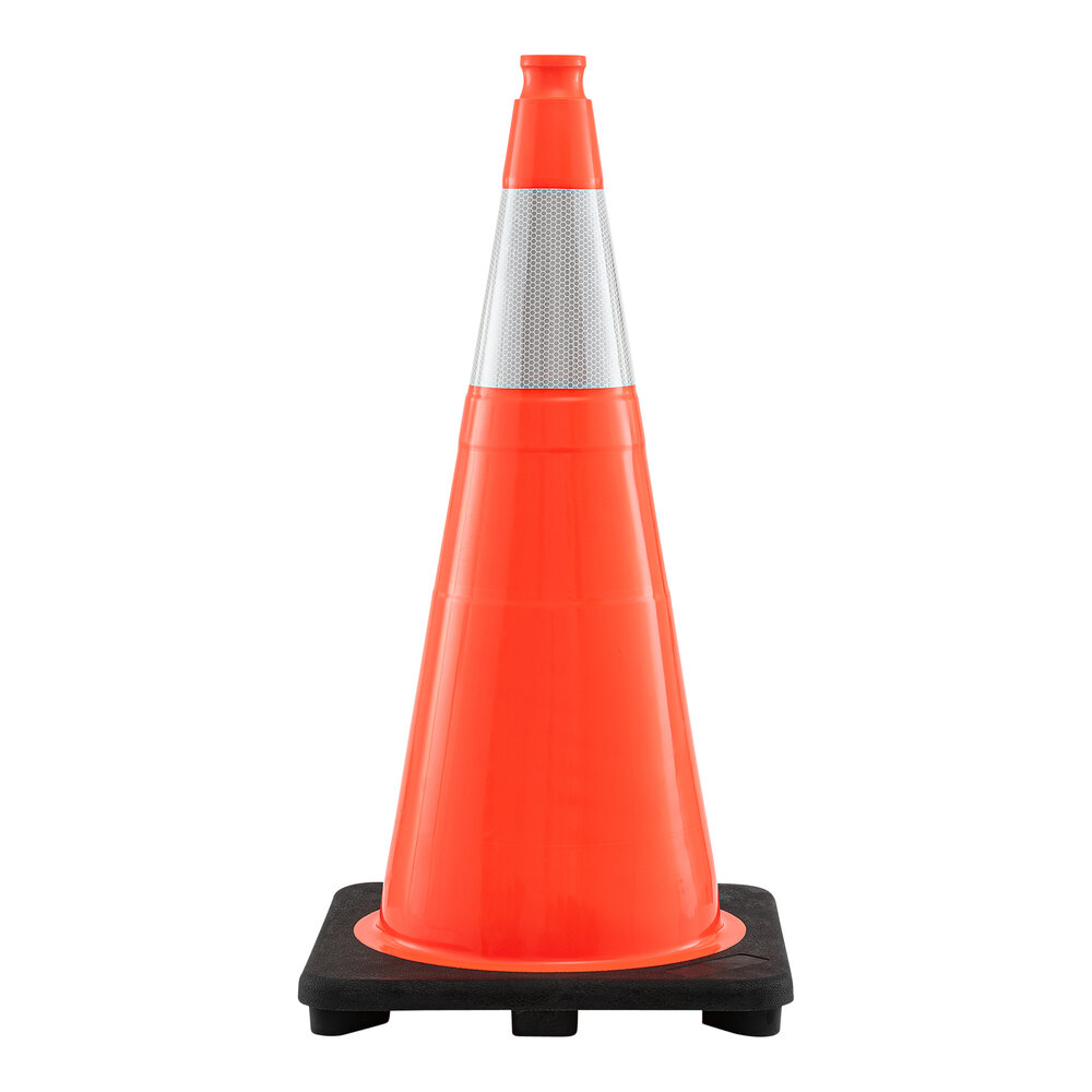 Xpose Safety 28" Orange Heavy-Duty PVC Traffic Cone with 7 lb. Base and Single Reflective Collar OTC28-6-1-X