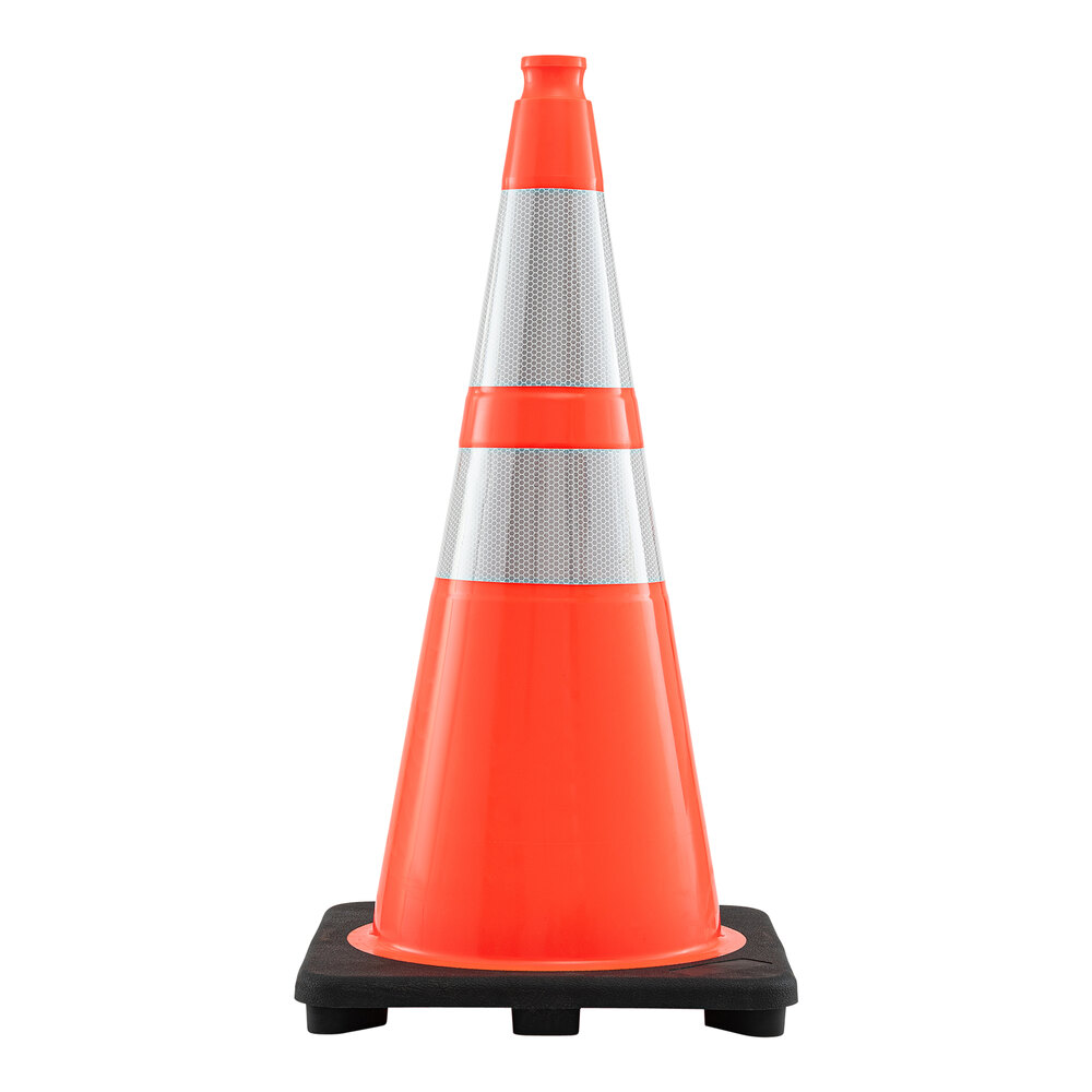 Xpose Safety 28" Orange Heavy-Duty PVC Traffic Cone with 7 lb. Base and Double Reflective Collars OTC28-64-1-X