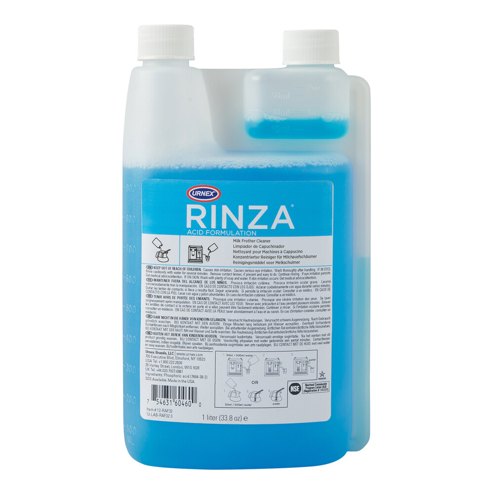 Urnex 12-RAF6-32 1 Liter Rinza Acid Formulation Milk Frother Cleaner