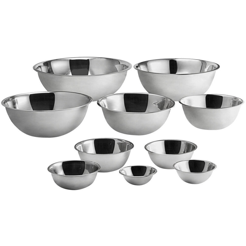 Choice Standard Stainless Steel Mixing Bowl Set - 10/Set
