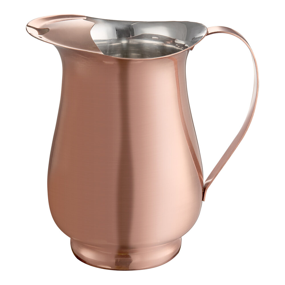 Acopa 64 oz. Satin Copper Stainless Steel Slender Bell Pitcher with Ice Guard
