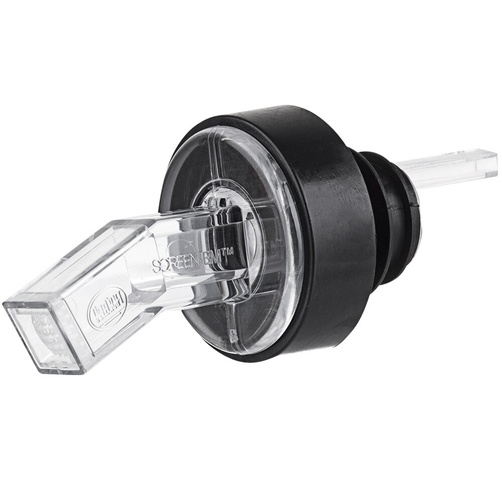 Tablecraft Screen Em Clear Screened Liquor Pourer with Black Collar 295 - 144/Case