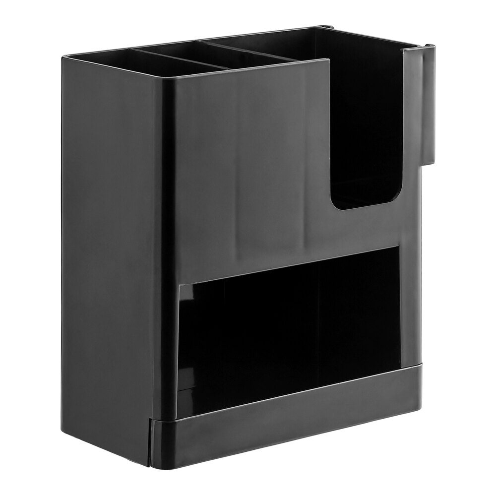 Choice Black 4-Section Countertop Cup, Lid and Straw Organizer