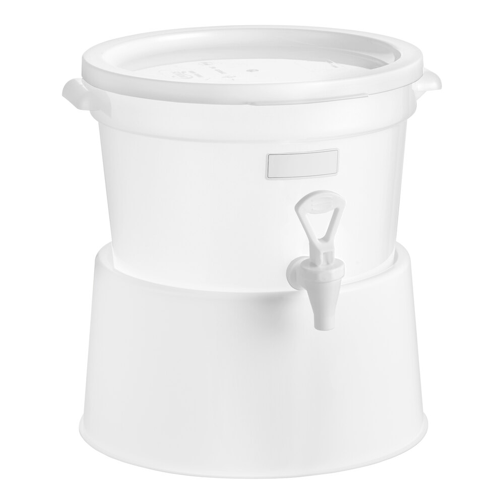 Choice Round 3 Gallon Translucent Beverage Dispenser with White Base