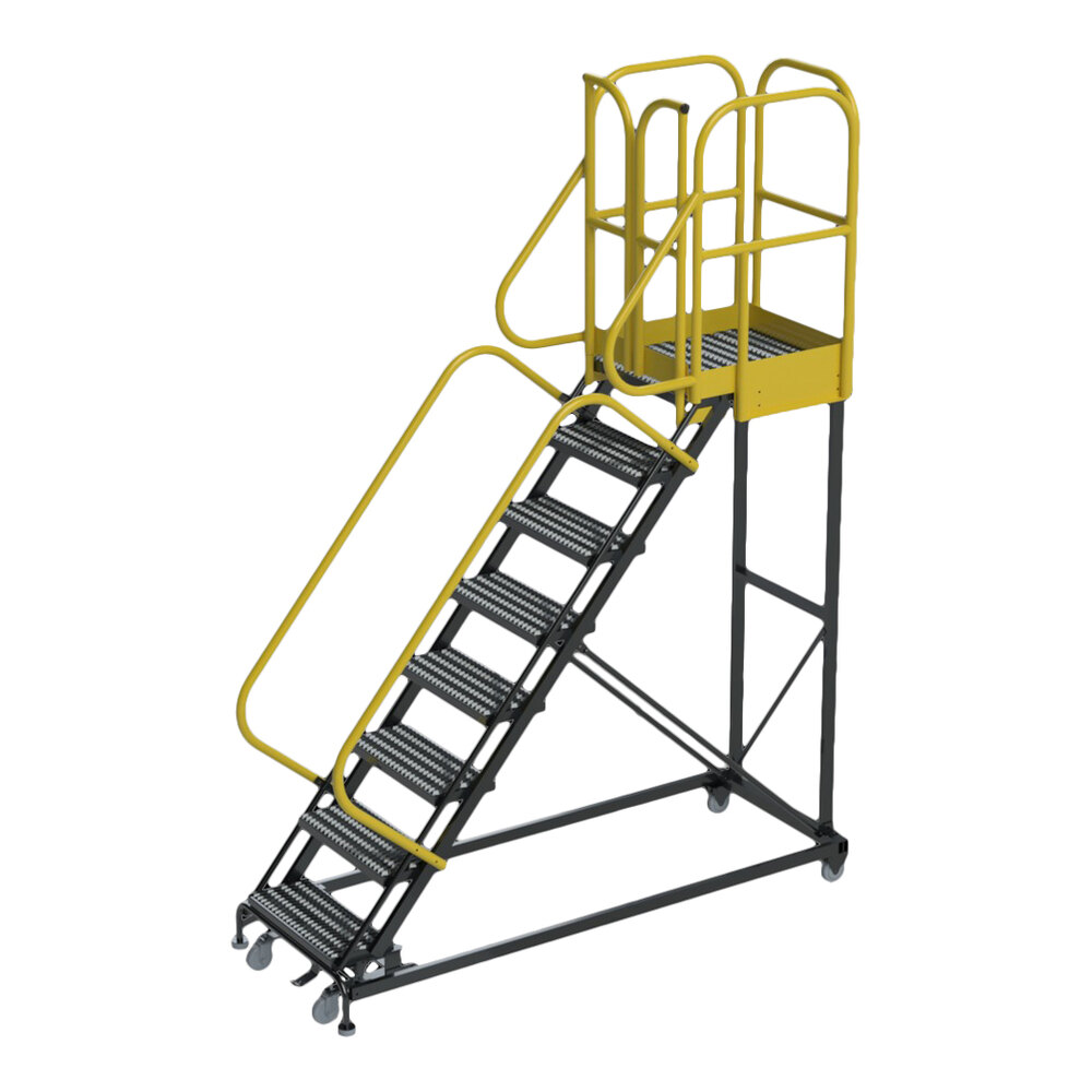 Ballymore Pro-Line Series 8-Step Extra Heavy-Duty Rolling Safety Ladder with Perforated Tread PL083228P - 1,000 lb. Capacity