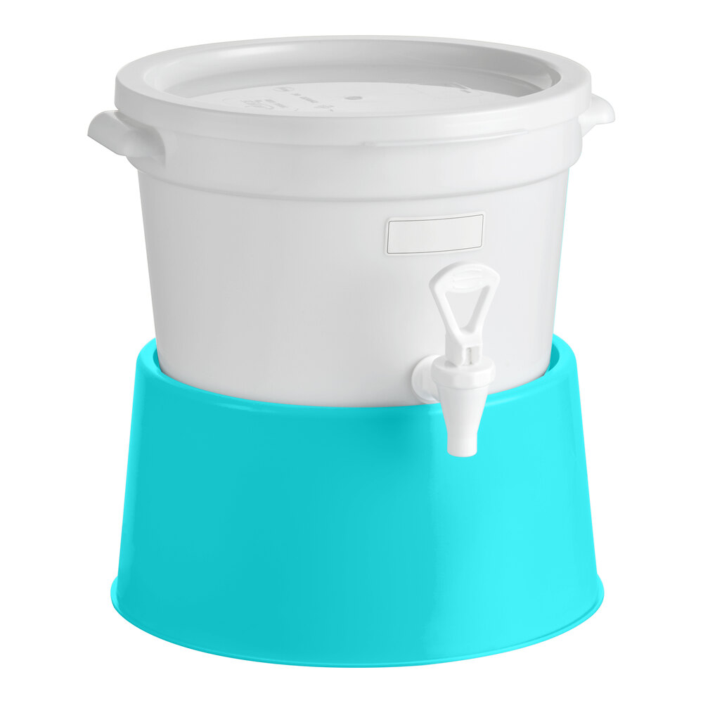 Choice Round 3 Gallon White Beverage Dispenser with Blue Base