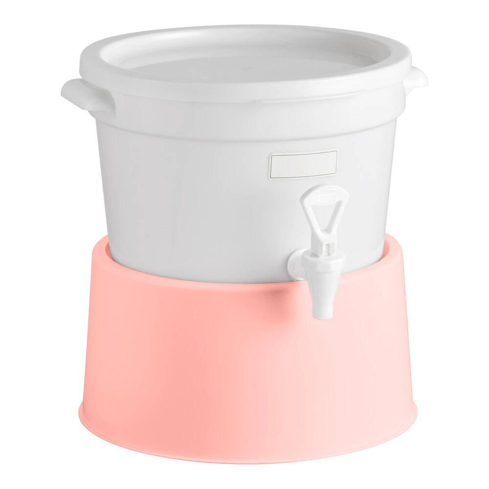 Choice Round 3 Gallon White Beverage Dispenser with Rose Base