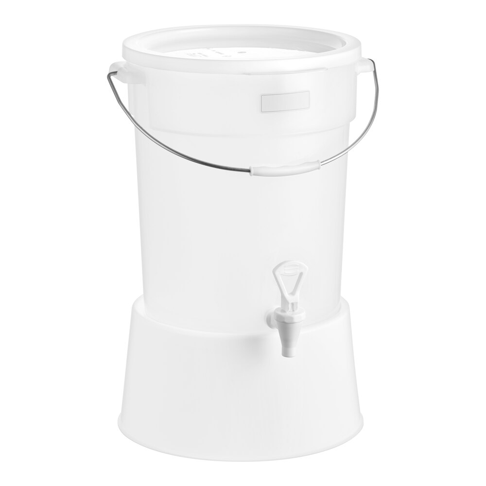 Choice Round 6 Gallon Translucent Beverage Dispenser with White Base