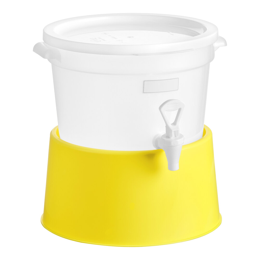 Choice Round 3 Gallon Translucent Beverage Dispenser with Yellow Base