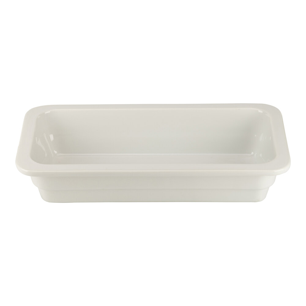 10 Strawberry Street Stella 1/3 Size 2" Deep Rectangular White Porcelain Food Pan STELLA-13-7-REC - 12/Case